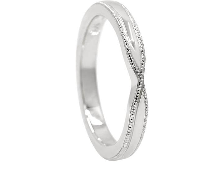 Fairtrade Pinch Style Wedding Ring with Mille Grain Detailing