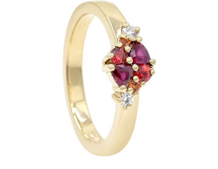 Autumn Inspired Mozambique Ruby Cluster Eternity Ring