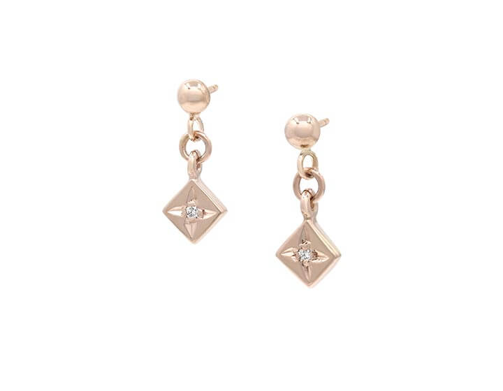 9ct Rose Gold Diamond Drop Earrings