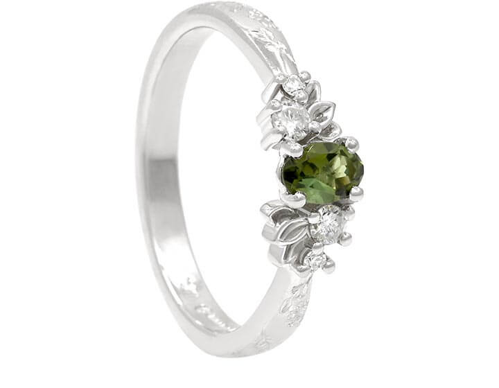 Jenna's Tourmaline and Diamond Nature Inspired Engagement Ring