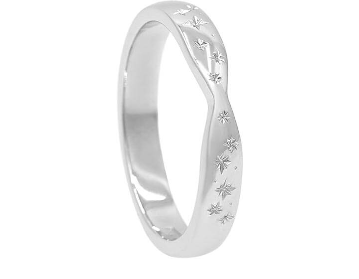 Celestial Inspired Platinum Pinch Style Wedding Ring