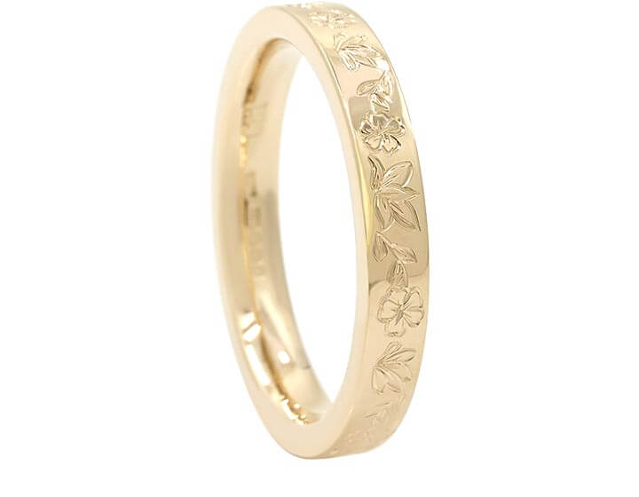 Botanical Gardens Inspired 18ct Yellow Gold Wedding Ring