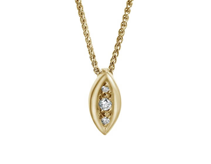 Classic 9ct Yellow Gold Marquise Shaped Pendant with Diamond