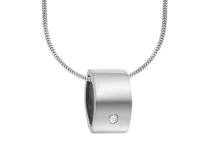 Customisable Sterling Silver Almond Profiled Pendant with Diamond