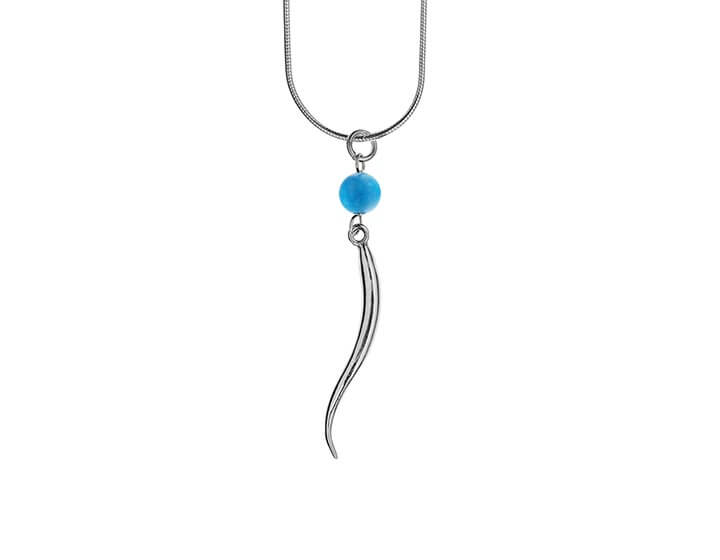 Traditional Turquoise and Sterling Silver Feather Pendant