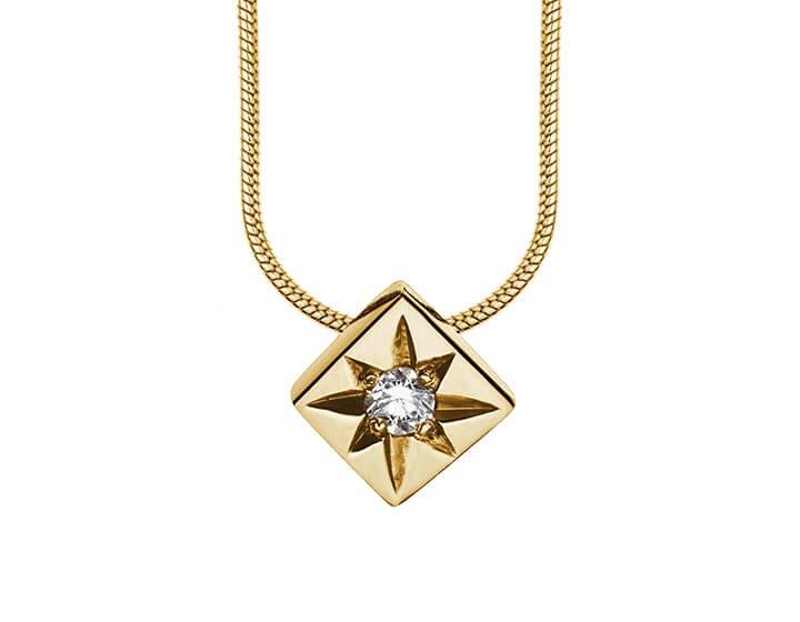 9ct yellow gold pendant with a star set G-H SI2-3 diamond