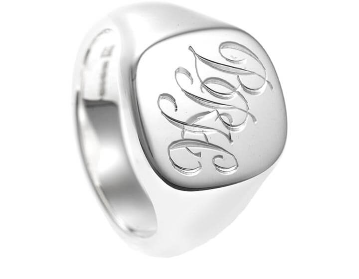 Ben's Sterling Silver Signet Ring with Engraved Initials