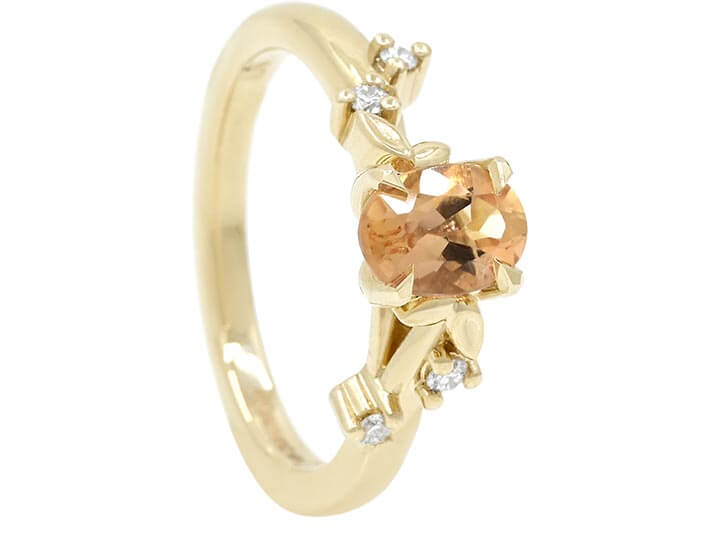 Honeysuckle Inspired Ring with Brazilian Imperial Topaz and Diamond