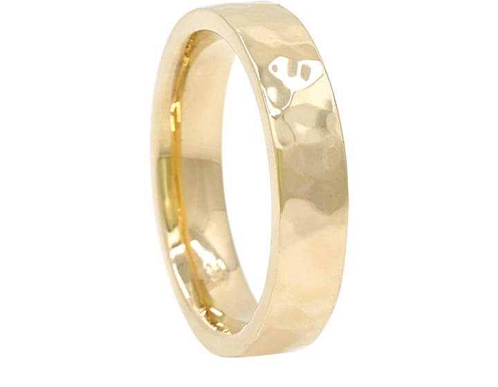 9ct Yellow Gold 5mm Wide Hammered Wedding Ring