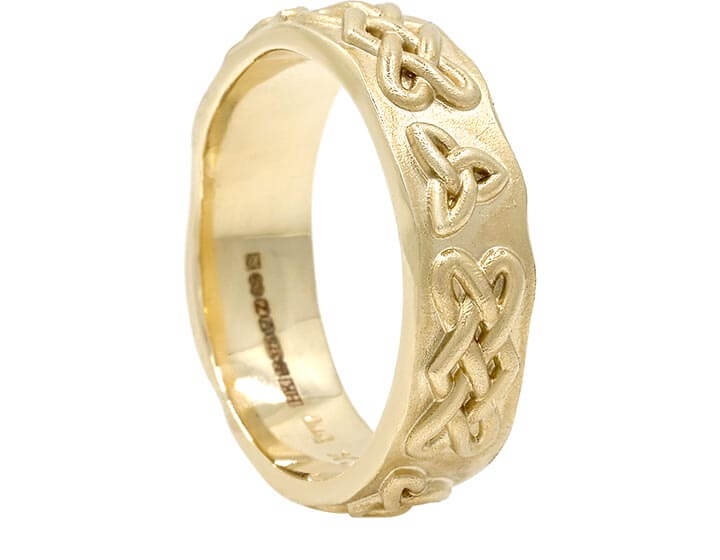 Rustic Fairtrade Gold Wedding Ring with Celtic Inspiration