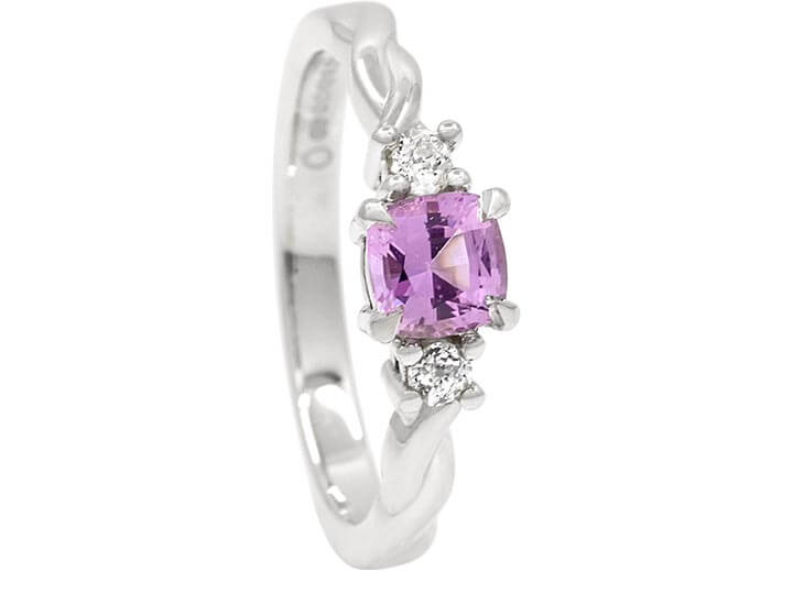 A Pink Sapphire and Family Diamond Engagement Ring for Jess