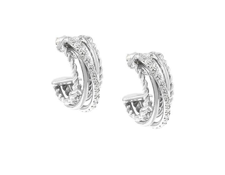 Jill's Sterling Silver and Cubic Zircon Rope Earrings