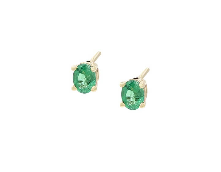 Elegant Oval Cut Emerald Stud Earrings