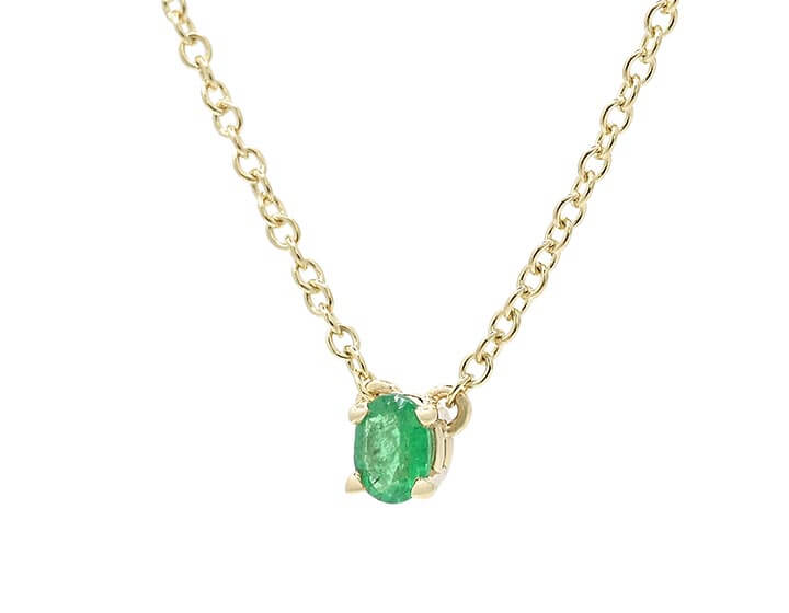 Delicate Oval Cut Emerald Necklace