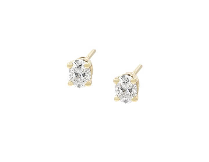 Contemporary Oval Diamond Stud Earrings