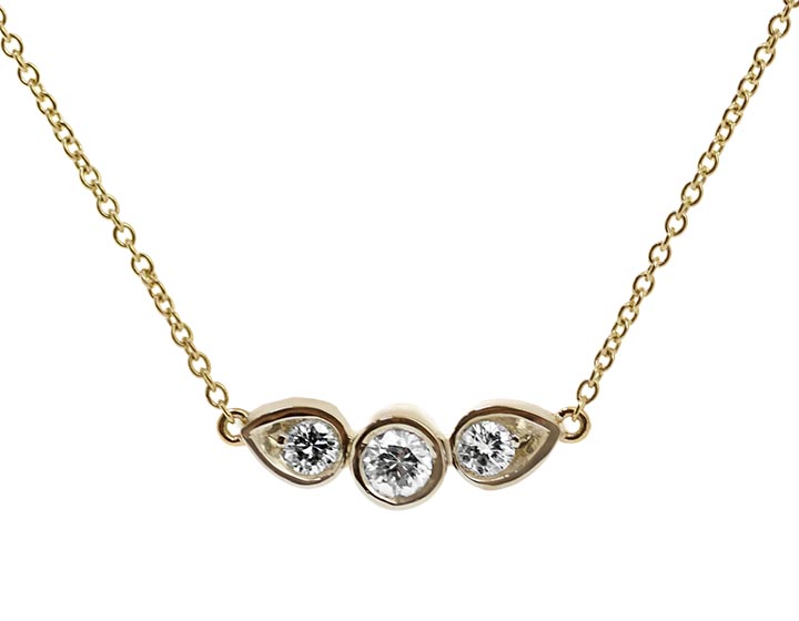 Dianne's Handmade Mixed Gold and Diamond Trilogy Necklace