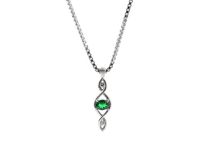 Elizabeth's Celtic Inspired Fairtrade 9ct White Gold And Tsavorite Pendant