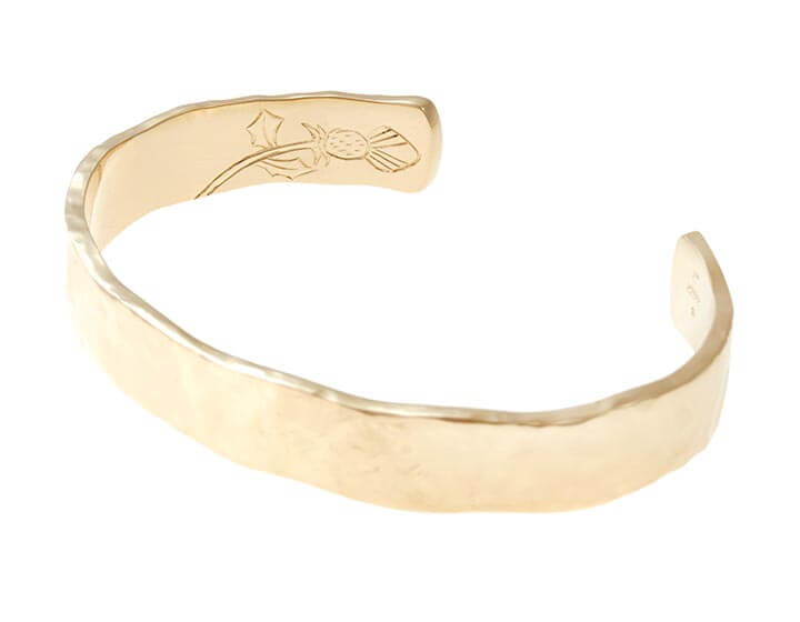 Izzie's Yellow Gold Ripple and Engraved Bangle