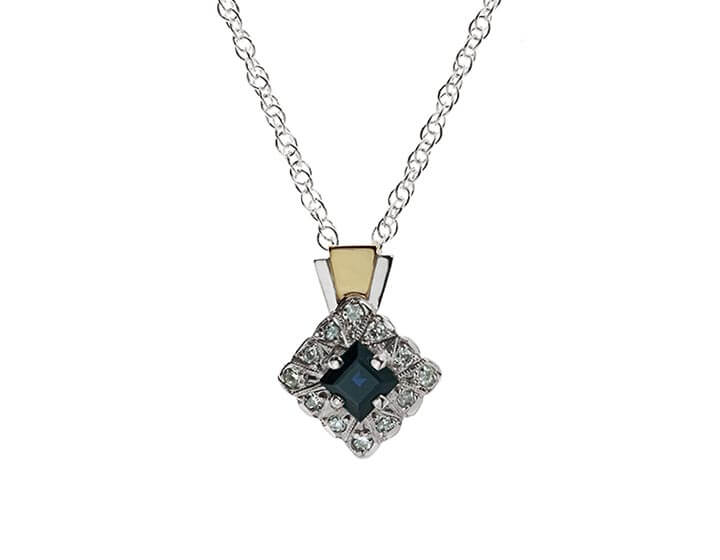 Lesley's Art Deco Inspired Sapphire and Diamond Pendant