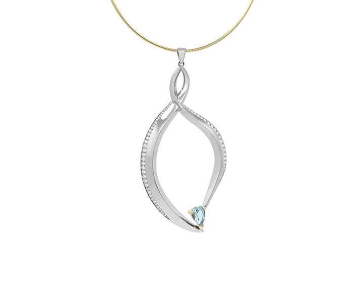 Statement Aquamarine and Diamond Mixed Metal Pendant