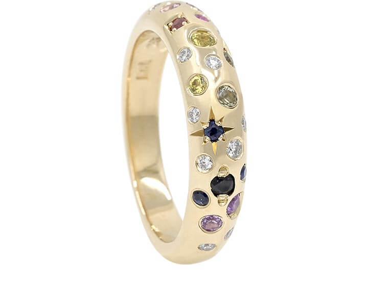 Rainbow Bombe Fairtrade 9ct Yellow Gold Eternity Ring