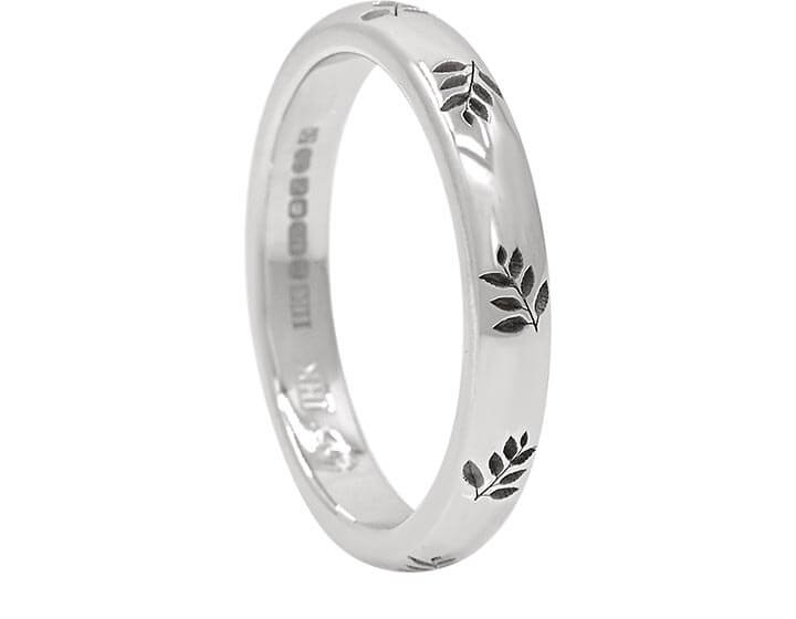 Fairtrade Geometric Rowan Leaf Inspired Wedding Ring