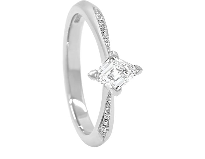 Geometric Palladium Kite Cut Diamond Engagement Ring