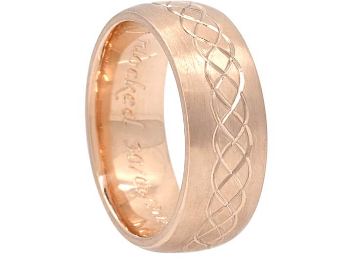 Rose Gold Celtic Engraved Wedding Ring for Chris