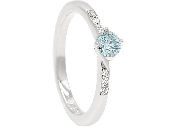 Fairtrade Gold and HPHT Ice Blue Diamond Engagement Ring