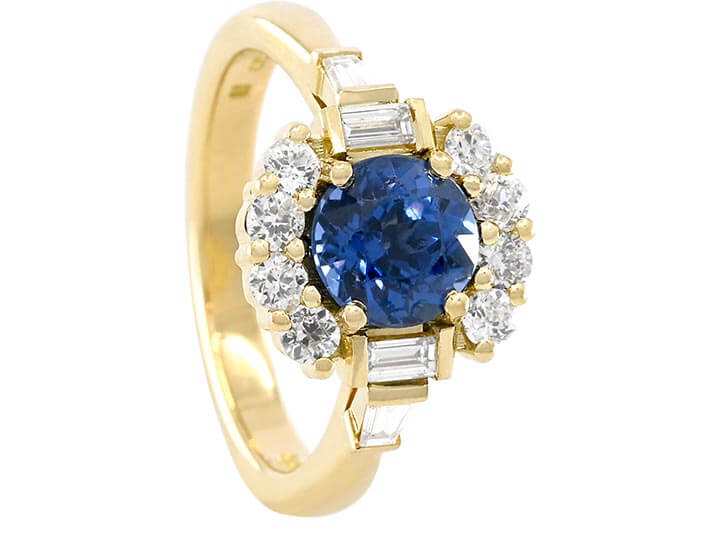 Sapphire and Diamond Broken Halo Style