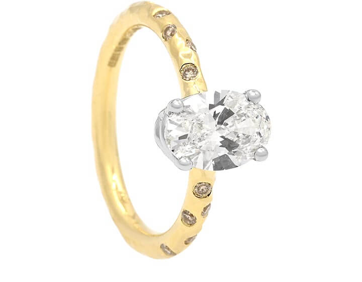 Oval Cut and Champagne Diamond Ring