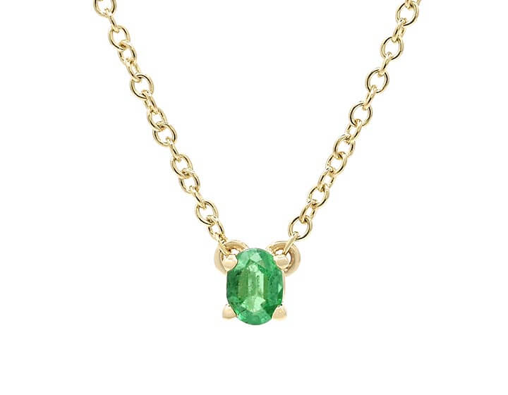 Delicate Oval Cut Emerald Necklace