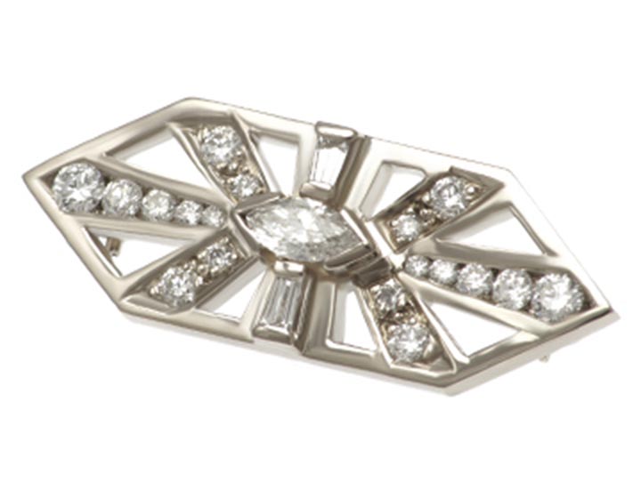 Rachel's stunning Art Deco inspired diamond and 18ct white gold brooch