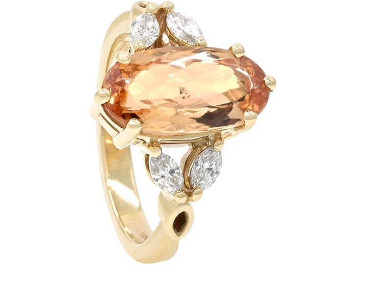 Dramatic Imperial Topaz and Diamond Engagement Ring