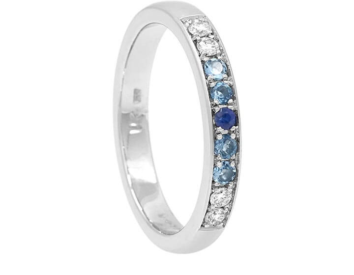 Sapphire, Aquamarine and Diamond Eternity Ring