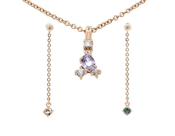 Jessica's Diamond, Alexandrite and Morganite Set