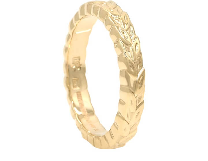 Golden Wheat Inspired Wedding Ring in Fairtrade Gold