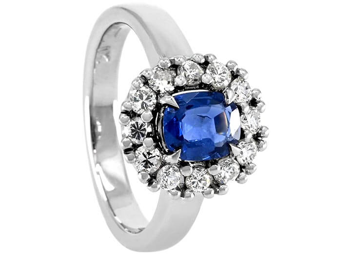 Vintage Inspired Sapphire and Diamond Halo
