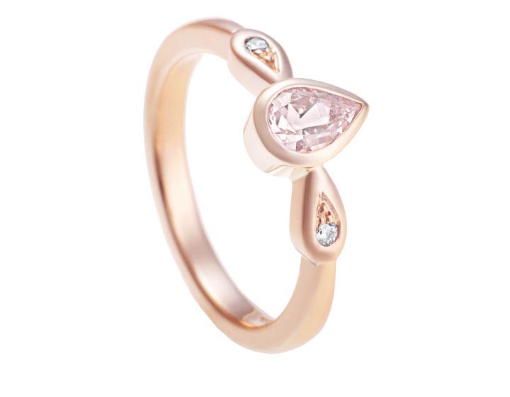 Kirsty's 9 carat rose gold, morganite and diamond bespoke ring
