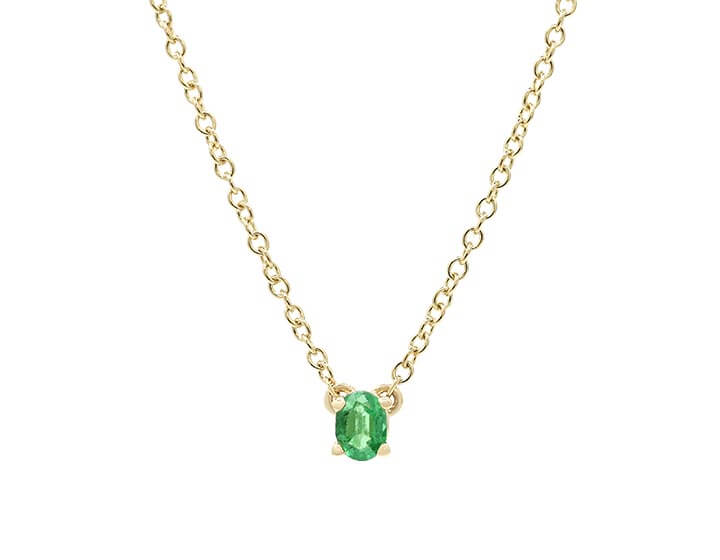 Delicate Oval Cut Emerald Necklace