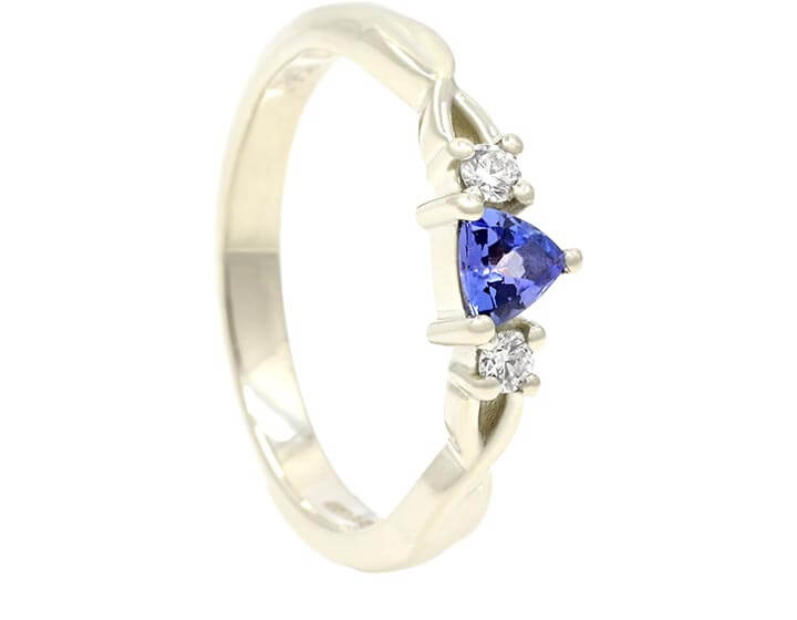 Tanzanite and Diamond Twist Style Engagement Ring