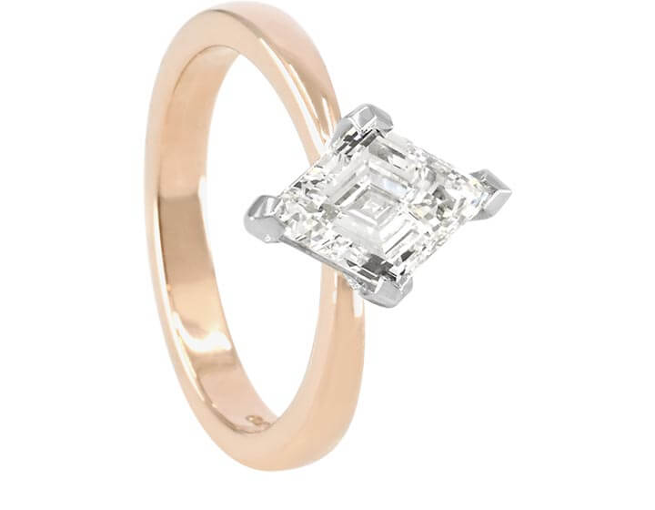 Lozenge Cut Diamond Engagement Ring in Rose Gold