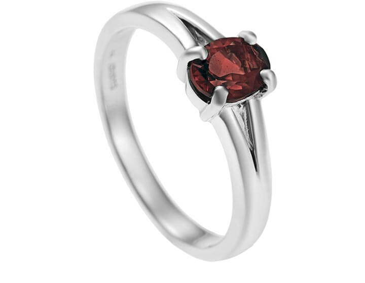 Sterling Silver split shoulder garnet dress ring