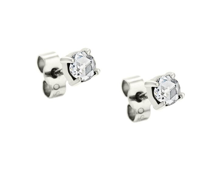 Fairtrade 18 carat white gold and 0.36ct rose cut diamond earrings