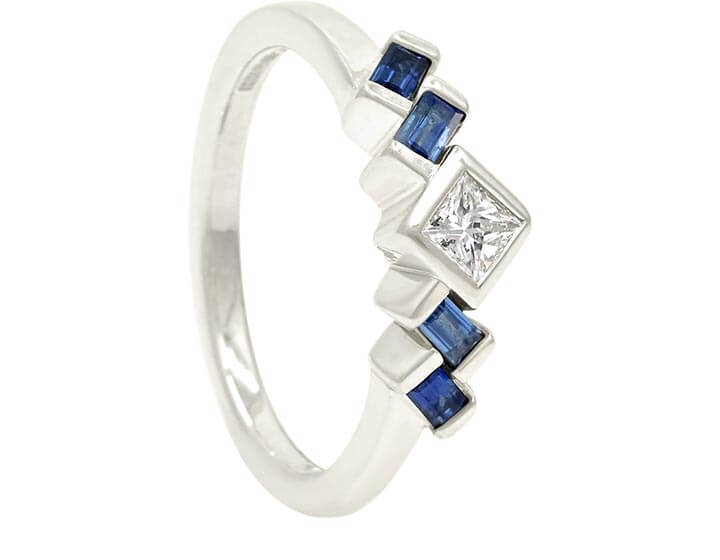 'On Point' Diamond and Sapphire Art Deco Engagement Ring