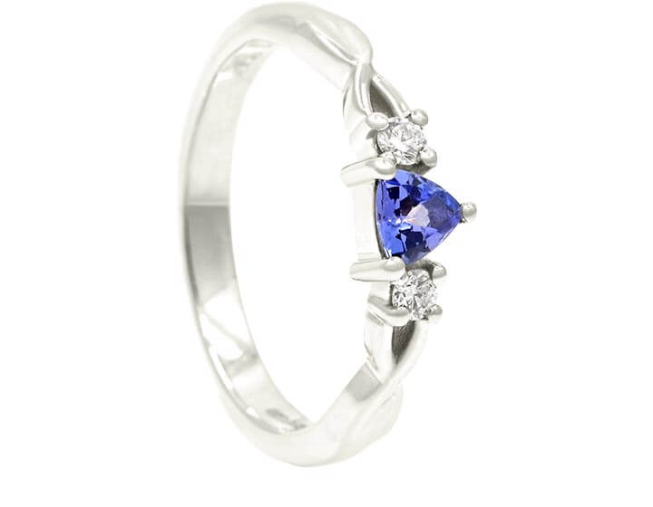 Tanzanite and Diamond Twist Style Engagement Ring