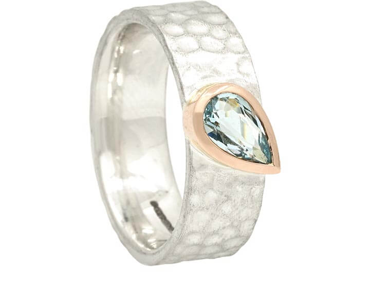 A Bespoke Mix Metal Aquamarine Dress Ring