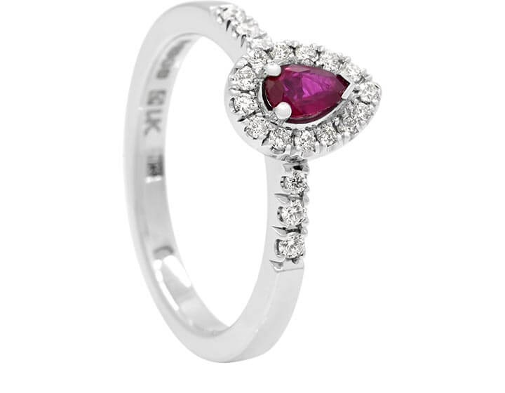 Ruby and Diamond Halo in Fairtrade Gold for Katie