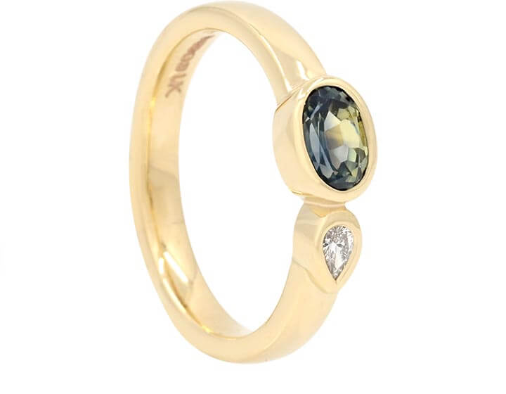 East West Set Sapphire and Diamond Ring for Grace