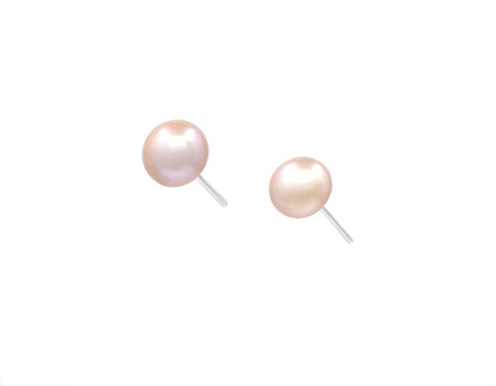 Cultured Rose River Pearl And Sterling Silver Stud Earrings